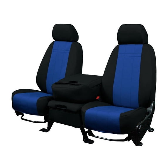 CalTrend Front Solid Bench NeoSupreme Seat Covers for 1981-1991 Chevy C10/20 Suburban|R10|R1500 - CV163-04NN Blue Insert with Black Trim