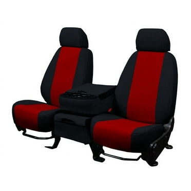 CalTrend Front Sport Buckets Tweed Seat Covers for 2022-2022 Toyota GR86 - TY586-02TT Red Insert with Black Trim