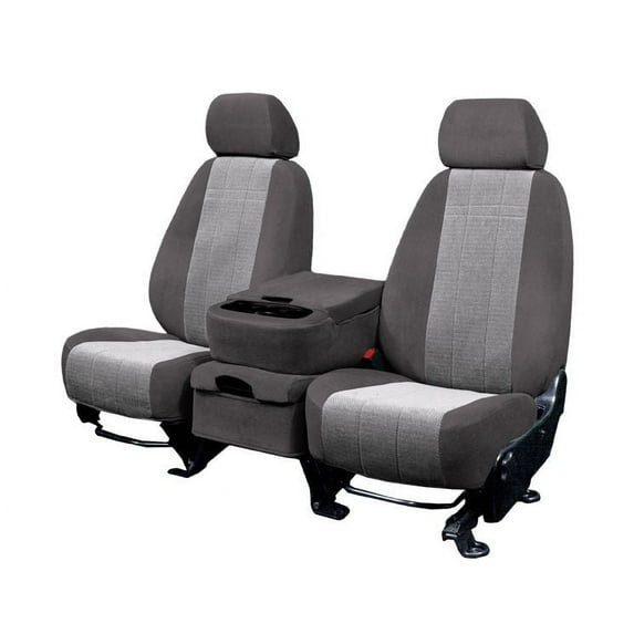 CalTrend Front Velour Seat Covers for 2007-2014 Chevy/GMC Suburban|Silverado|Sierra|Yukon 1500-3500 - CV421-03RR Charcoal Premier Insert with Classic Trim