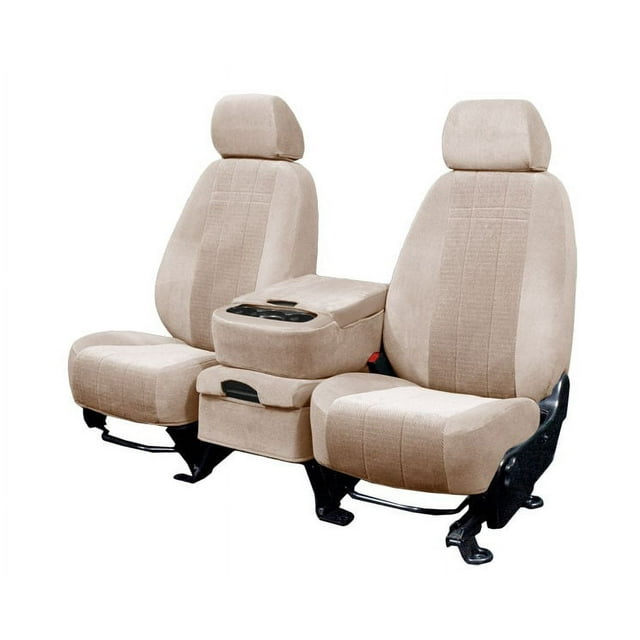 CalTrend Front Velour Seat Covers for 2003-2009 Chevy/GMC Trailblazer|Envoy - CV381-06RR Beige Premier Insert with Classic Trim
