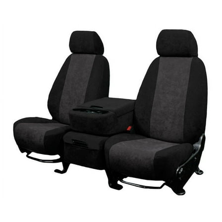 CalTrend Rear 40/20/40 Split Back & Solid Cushion MicroSuede Seat Covers for 1994-2000 Chevy/GMC C/K 1500-3500 - CV130-03SB Charcoal Insert with Black Trim