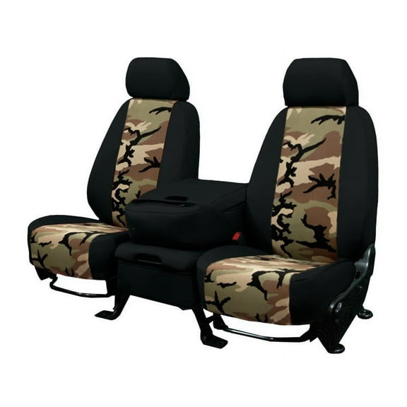 CalTrend Rear 40/60 Split Back & Solid Cushion Camo Seat Covers for 2017-2022 Tesla 3 - TS101-92KS Retro Insert with Black Trim