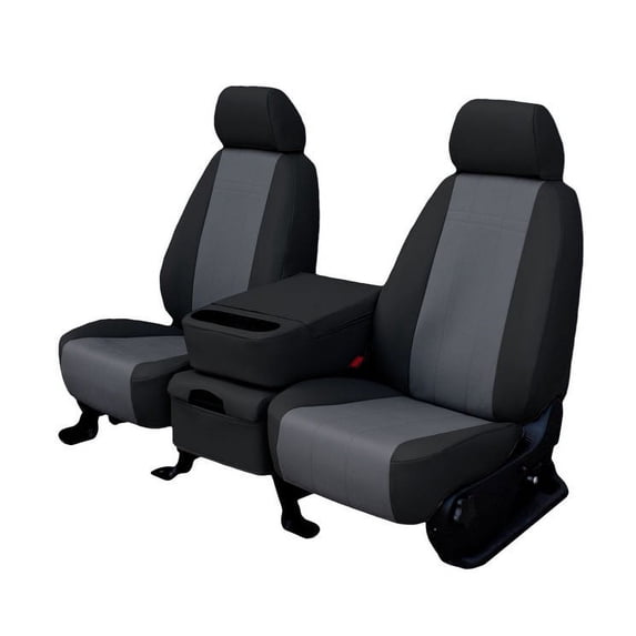 CalTrend Rear 40/60 Split Back & Solid Cushion Faux Leather Seat Covers for 2007-2012 Dodge Caliber - DG259-03LB Charcoal Insert with Black Trim