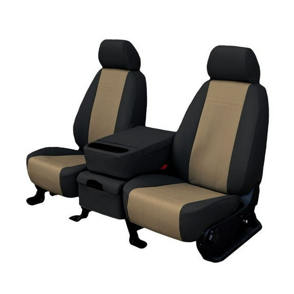 CalTrend Rear 40/60 Split Back & Solid Cushion Faux Leather Seat Covers for 2012-2016 Chevy Cruze - CV500-06LB Beige Insert with Black Trim