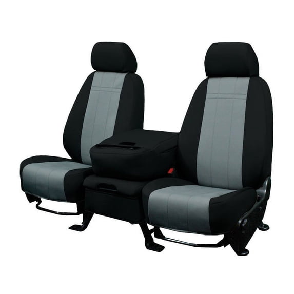 CalTrend Rear 40/60 Split Back & Solid Cushion NeoPrene Seat Covers for 2008-2009 Volkswagen Rabbit - VW101-08PP Light Grey Insert with Black Trim