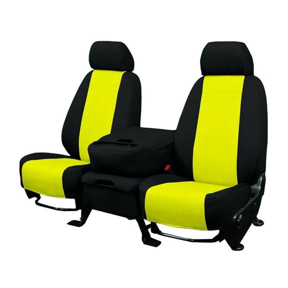 CalTrend Rear 40/60 Split Back & Solid Cushion NeoSupreme Seat Covers for 2014-2017 Jeep Patriot - JP211-12NN Yellow Insert with Black Trim