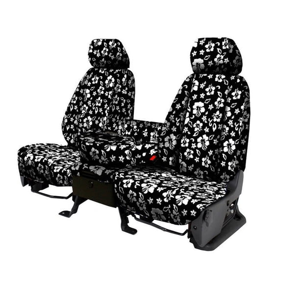 CalTrend Rear 40/60 Split Back & Solid Cushion NeoSupreme Seat Covers for 2014-2019 Toyota Corolla - TY511-31NA Hawaii Black Insert and Trim