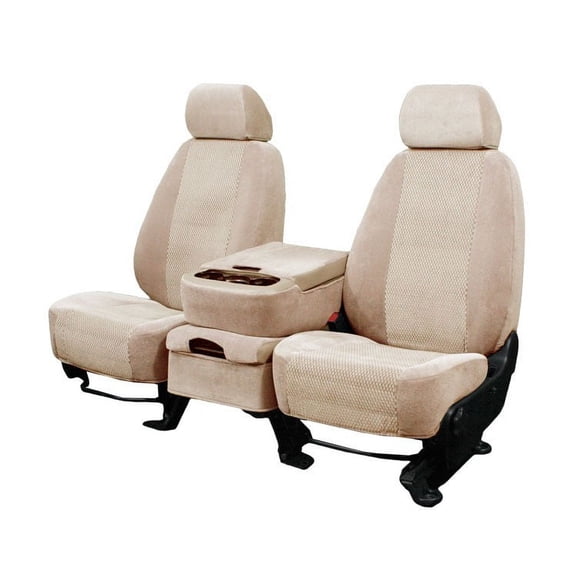 CalTrend Rear 40/60 Split Back & Solid Cushion O.E. Velour Seat Covers for 2004-2009 Toyota Prius - TY168-05RS Sandstone Monarch Insert with Classic Trim