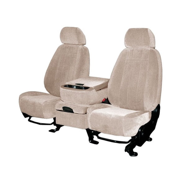 CalTrend Rear 40/60 Split Back & Solid Cushion O.E. Velour Seat Covers for 2008-2009 Volkswagen Rabbit - VW104-06RA Beige Classic Insert and Trim