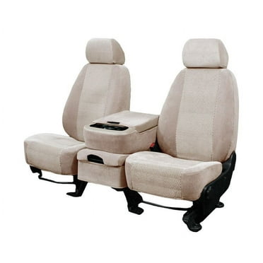 CalTrend Rear 40/60 Split Back & Solid Cushion O.E. Velour Seat Covers for 2017-2022 Tesla 3 - TS101-06RS Beige Monarch Insert with Classic Trim