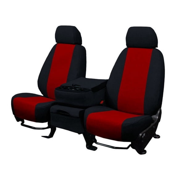 CalTrend Rear 40/60 Split Back & Solid Cushion Tweed Seat Covers for 2014-2016 Toyota Corolla - TY528-02TT Red Insert with Black Trim
