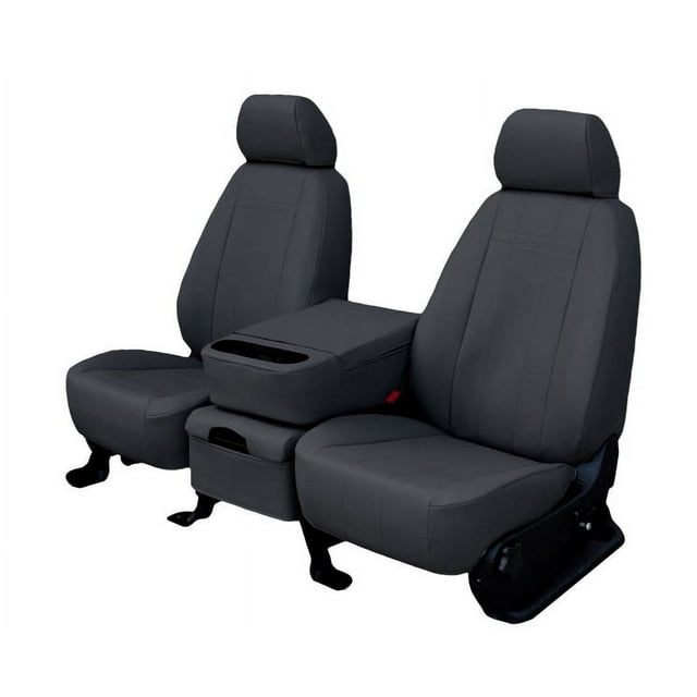 CalTrend Rear 40/60 Split Bench Faux Leather Seat Covers for 2022-2022 Nissan Frontier - NS291-09LX Dark Grey Insert and Trim