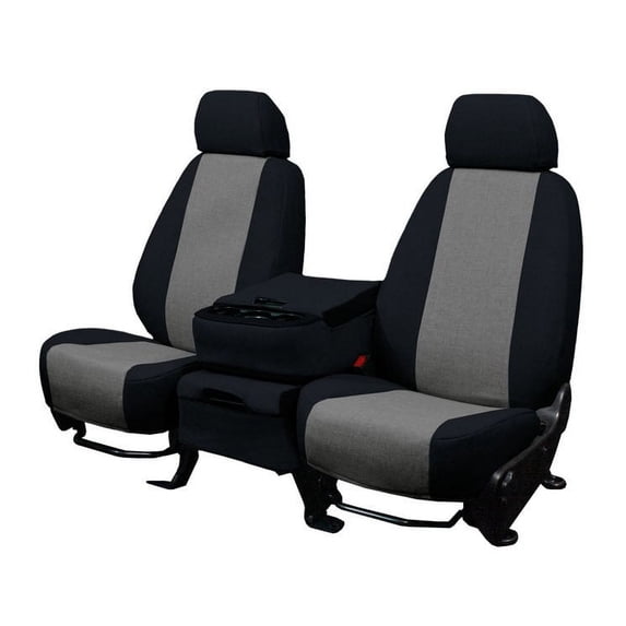 CalTrend Rear 40/60 Split Bench Tweed Seat Covers for 2006-2011 Chevy Impala - CV430-03TT Charcoal Insert with Black Trim