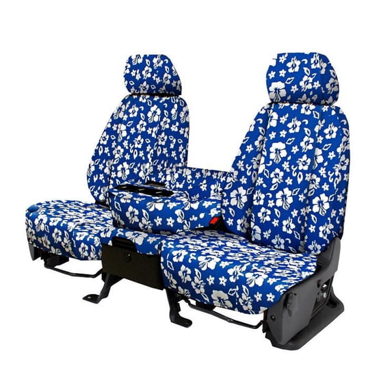 CalTrend Rear 50/50 Split Back & Solid Cushion NeoSupreme Seat Covers for 2010-2013 Mini Cooper - BM124-34NA Hawaii Blue Insert and Trim
