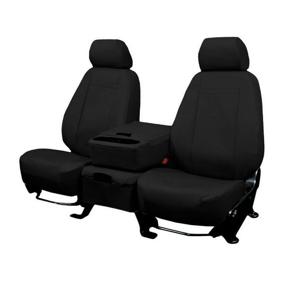 CalTrend Rear 50/50 Split Bench DuraPlus Seat Covers for 2003-2006 Chevy/GMC Trailblazer|Trailblazer EXT|Envoy - CV344-01DD Black Insert with Black Trim