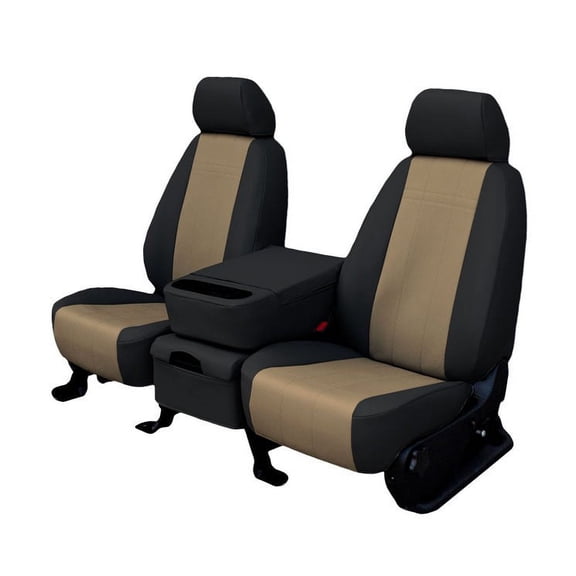 CalTrend Rear 50/50 Split Bench Faux Leather Seat Covers for 2002-2004 Chevy Tracker - CV358-06LB Beige Insert with Black Trim