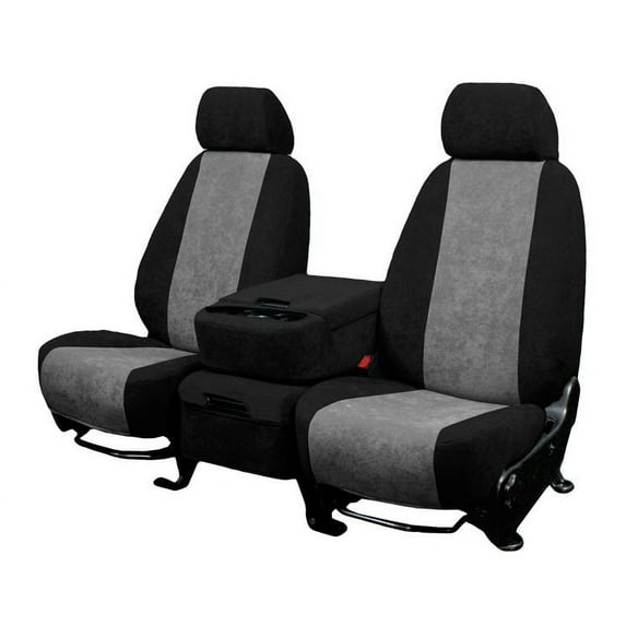 CalTrend Rear 50/50 Split Bench MicroSuede Seat Covers for 2016-2019 Ford Explorer - FD513-08SB Light Grey Insert with Black Trim