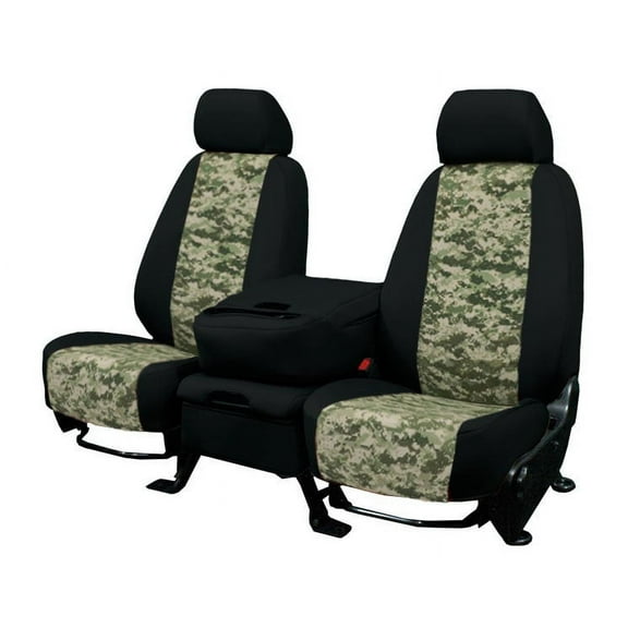 CalTrend Rear 60/40 Split Back & Solid Cushion Camo Seat Covers for 2009-2014 Dodge Challenger - DG296-98KS Forest Insert with Black Trim