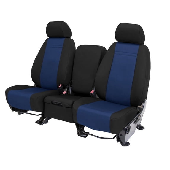 CalTrend Rear 60/40 Split Back & Solid Cushion Cordura Seat Covers for 2008-2008 Ford Focus - FD341-04CC Blue Insert with Black Trim