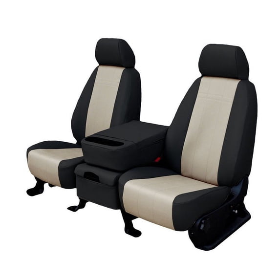 CalTrend Rear 60/40 Split Back & Solid Cushion Faux Leather Seat Covers for 2000-2000 Saturn LW1|LW2 - ST363-05LB Sandstone Insert with Black Trim