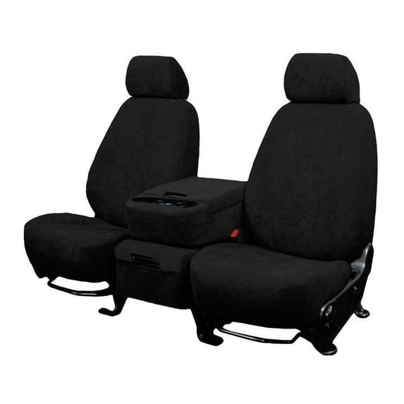 CalTrend Rear 60/40 Split Back & Solid Cushion MicroSuede Seat Covers for 2004-2011 Chevy/GMC Colorado|Canyon - CV387-01SB Black Insert with Black Trim
