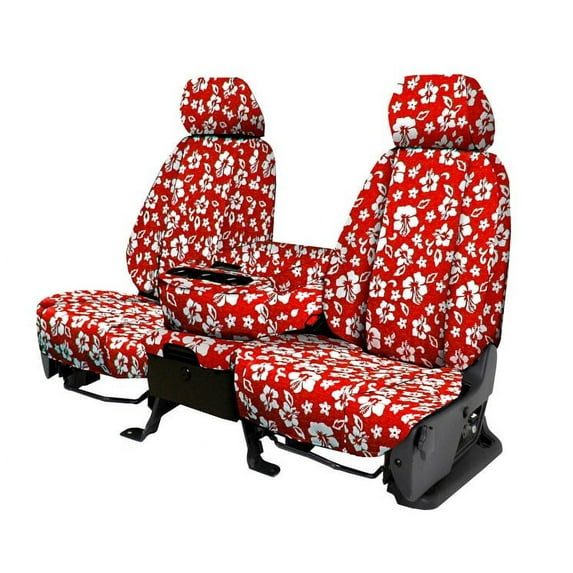 CalTrend Rear 60/40 Split Back & Solid Cushion NeoSupreme Seat Covers for 1993-1999 Saturn SW2|SW1 - ST361-32NA Hawaii Red Insert and Trim
