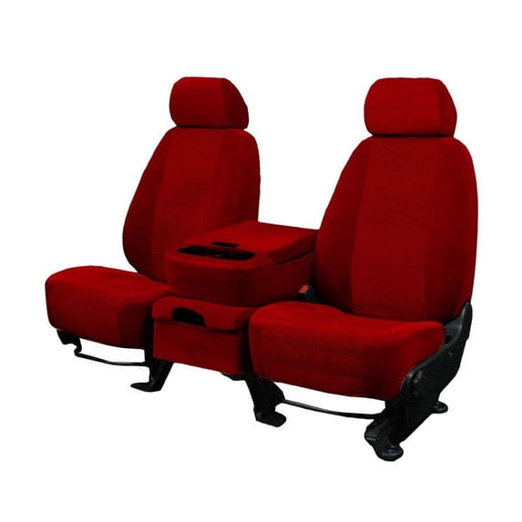 CalTrend Rear 60/40 Split Back & Solid Cushion O.E. Velour Seat Covers for 1993-1999 Saturn SW2|SW1 - ST361-02RS Red Monarch Insert with Classic Trim