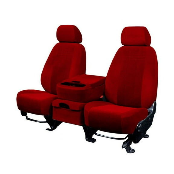 CalTrend Rear 60/40 Split Back & Solid Cushion O.E. Velour Seat Covers for 2000-2002 Saturn SL2 - ST352-02RR Red Premier Insert with Classic Trim