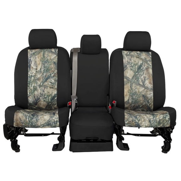 CalTrend Rear 60/40 Split Back & Solid Cushion TRUETIMBER Seat Covers for 2013-2014 Dodge Avenger - DG346-71KT MC2 Insert with Black Trim