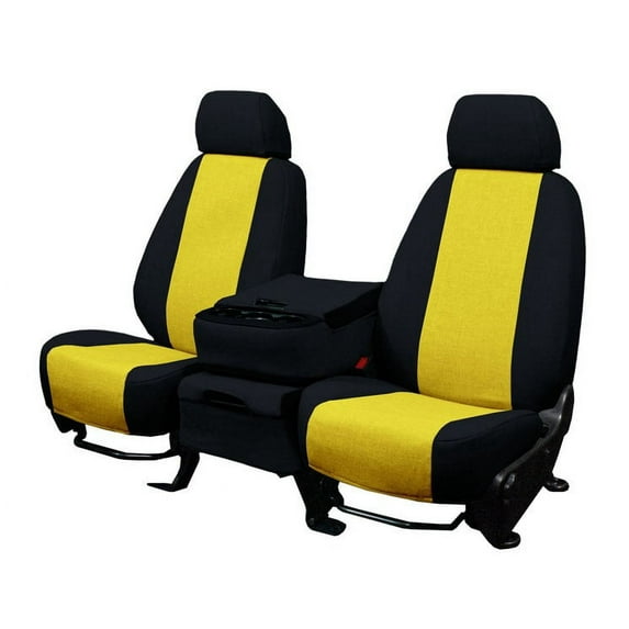 CalTrend Rear 60/40 Split Back & Solid Cushion Tweed Seat Covers for 2014-2020 Chevy Impala - CV520-12TT Yellow Insert with Black Trim