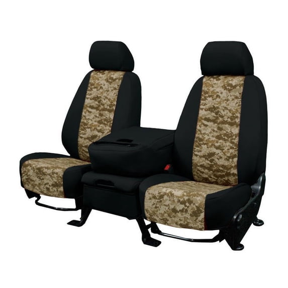 CalTrend Rear 60/40 Split Bench Camo Seat Covers for 2018-2023 Chevy Traverse - CV605-96KS Desert Insert with Black Trim
