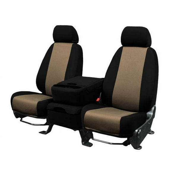 CalTrend Rear 60/40 Split Bench EuroSport Seat Covers for 2003-2007 Ford F-250-450 - FD423-06HB Beige Insert with Black Trim