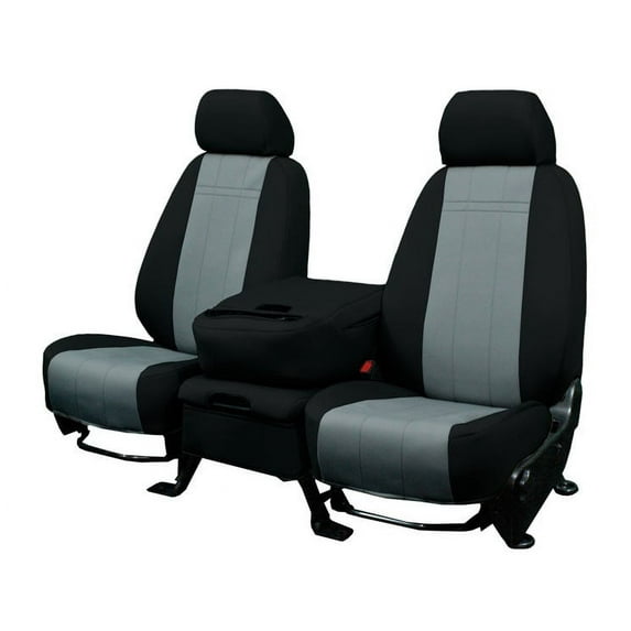 CalTrend Rear 60/40 Split Bench NeoSupreme Seat Covers for 2019-2022 Chevy Blazer - CV621-08NN Light Grey Insert with Black Trim