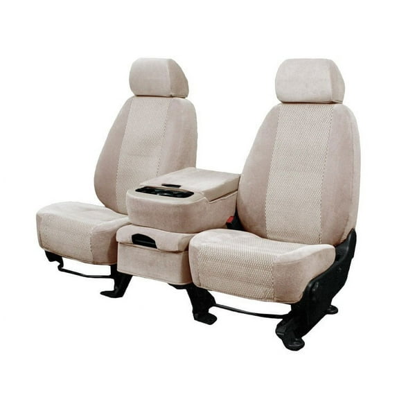 CalTrend Rear 60/40 Split Bench O.E. Velour Seat Covers for 2011-2012 Ford F-150 - FD390-06RS Beige Monarch Insert with Classic Trim