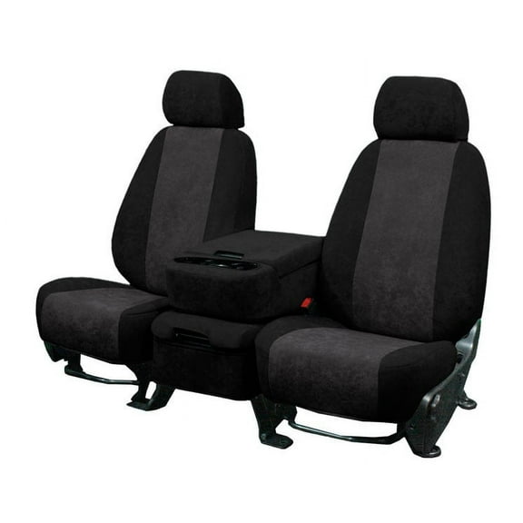 CalTrend Rear 60/40 Split Bench SuperSuede Seat Covers for 2007-2014 Chevy/GMC Silverado|Sierra|Avalanche 1500-3500 - CV426-03SP Charcoal Insert with Black Trim