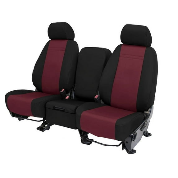 CalTrend Rear Cordura Seat Covers for 2010-2011 Hyundai Accent - HY106-15CC Burgandy Insert with Black Trim