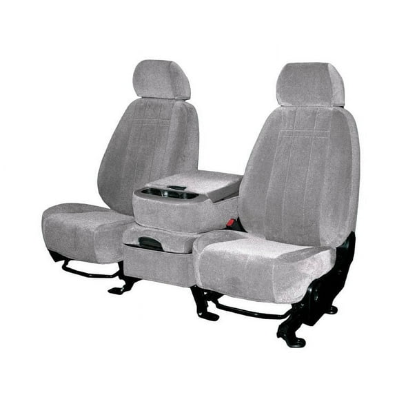 CalTrend Rear Solid Back & 60/40 Cushion O.E. Velour Seat Covers for 2011-2011 Ford F-150-350 - FD388-08RA Light Grey Classic Insert and Trim