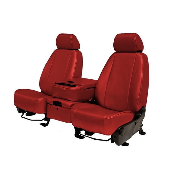 CalTrend Rear Solid Bench Carbon Fiber Seat Covers for 1998-2000 Dodge Durango - DG104-02FA Red Insert and Trim