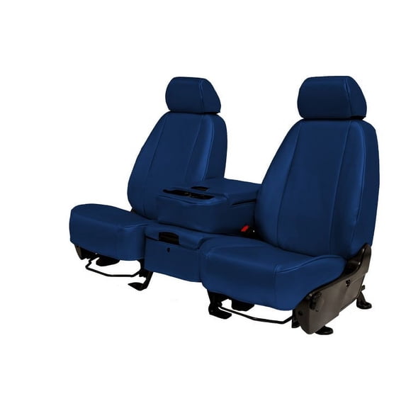 CalTrend Rear Solid Bench Carbon Fiber Seat Covers for 2001-2003 Dodge Durango - DG112-04FA Blue Insert and Trim