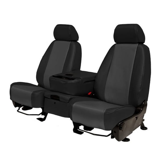 CalTrend Rear Solid Bench Carbon Fiber Seat Covers for 2011-2015 Ram 1500 - DG303-03FC Charcoal Insert with Black Trim