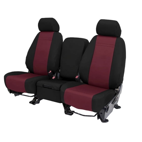 CalTrend Rear Solid Bench Cordura Seat Covers for 2006-2006 Ford F650 - FD298-15CC Burgandy Insert with Black Trim