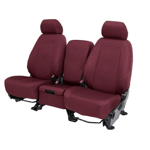 CalTrend Rear Solid Bench Cordura Seat Covers for 2010-2012 Ford E-150 - FD396-15CA Burgandy Insert and Trim
