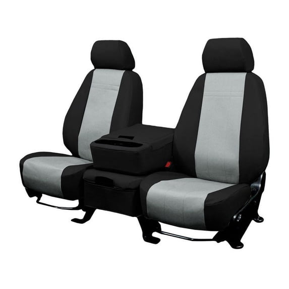 CalTrend Rear Solid Bench DuraPlus Seat Covers for 2002-2005 Ford Explorer - FD230-08DD Light Grey Insert with Black Trim