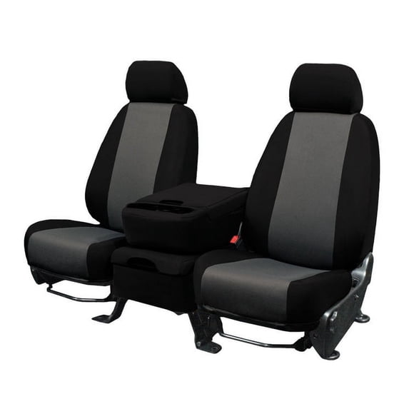 CalTrend Rear Solid Bench EuroSport Seat Covers for 2019-2022 Ford Ranger - FD542-08HB Light Grey Insert with Black Trim