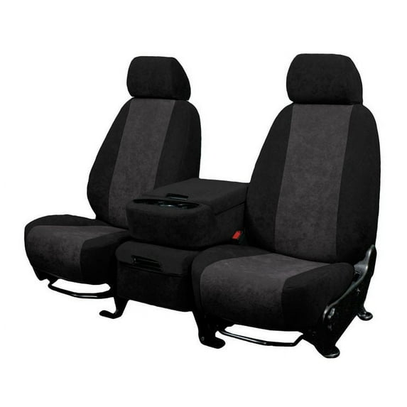 CalTrend Rear Solid Bench MicroSuede Seat Covers for 2000-2001 Dodge Ram 1500-3500 - DG227-03SB Charcoal Insert with Black Trim