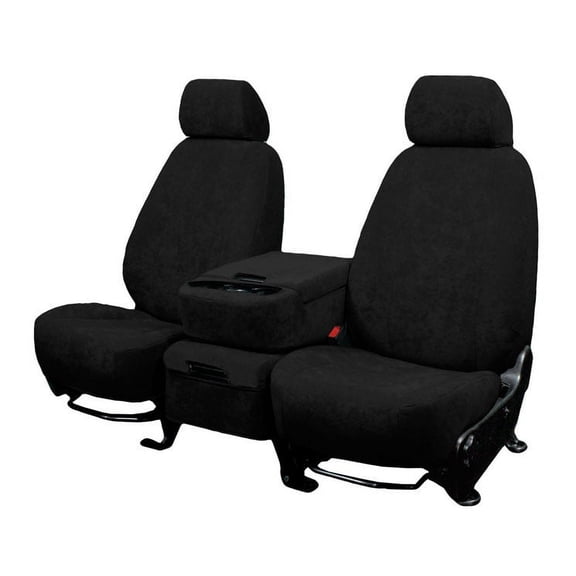 CalTrend Rear Solid Bench MicroSuede Seat Covers for 2007-2014 Chevy/GMC Silverado 1500-3500 - CV425-01SB Black Insert with Black Trim