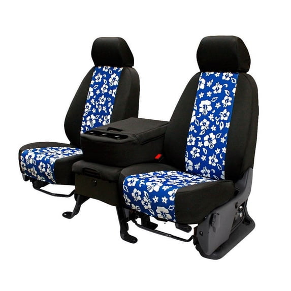 CalTrend Rear Solid Bench NeoSupreme Seat Covers for 1981-1991 Chevy R10|R1500 Suburban|C10/C20 - CV165-34NN Hawaii Blue Insert with Black Trim