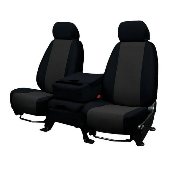 CalTrend Rear Solid Bench SportsTex Seat Covers for 1981-1991 Chevy R10|R1500 Suburban|C10/C20 - CV165-03GG Charcoal Insert with Black Trim