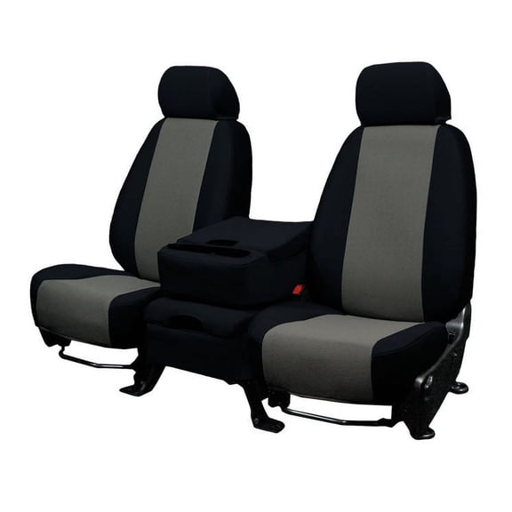 CalTrend Rear Solid Bench SportsTex Seat Covers for 2002-2004 Dodge Ram 1500-3500 - DG115-08GG Light Grey Insert with Black Trim