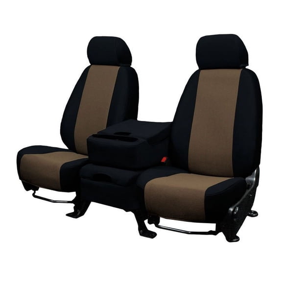 CalTrend Rear Solid Bench SportsTex Seat Covers for 2003-2005 Ford Excursion - FD246-06GG Beige Insert with Black Trim